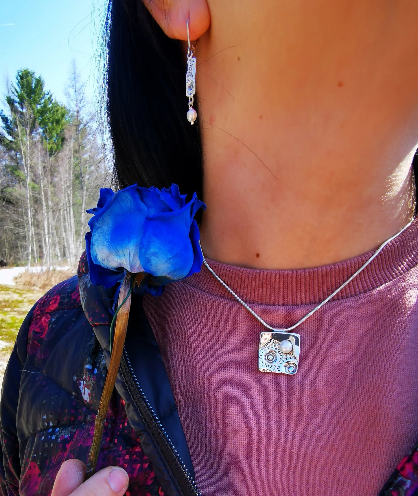 BRISE DE MER PERLÉE, pendentif argent sterling et perle d'eau douce - Marie-Ève Bordeleau