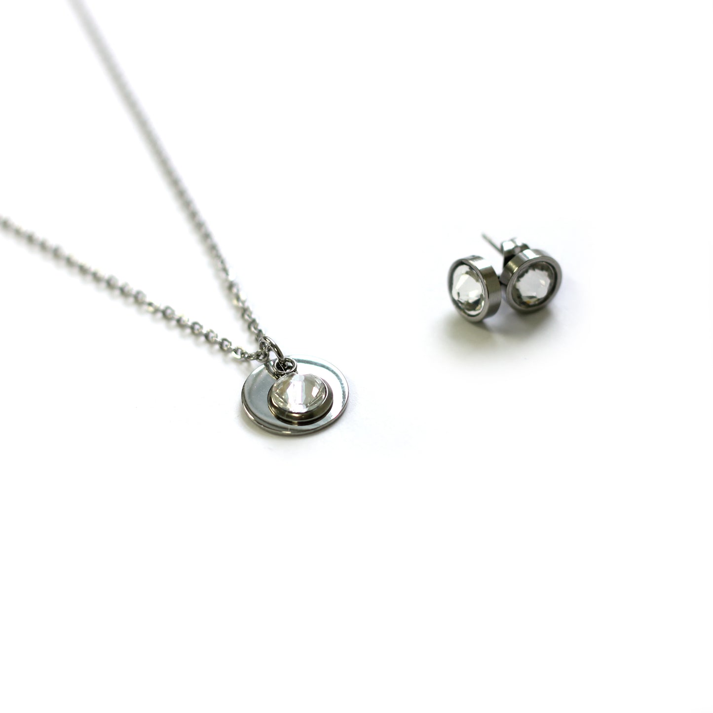 Ensemble médaillon cristal (Pendentif et boucles d'oreilles) - Créart