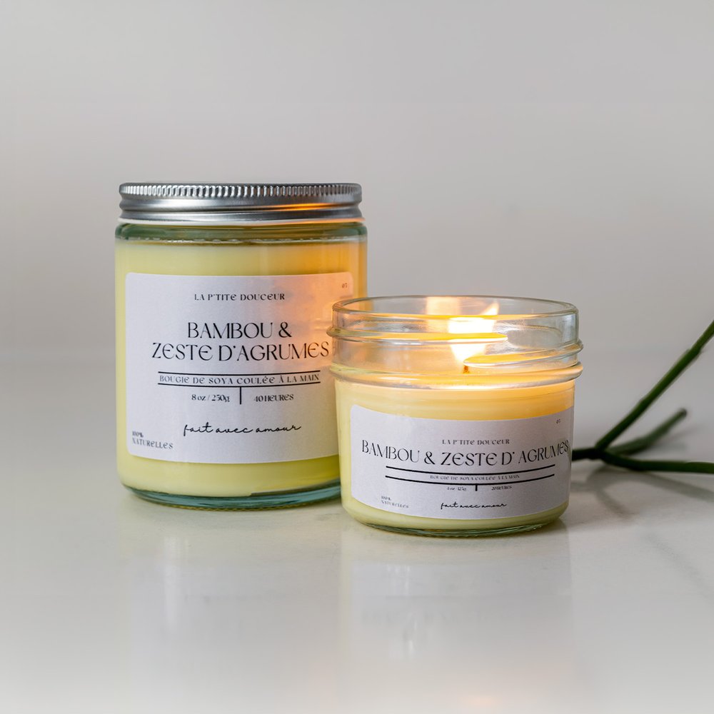 Bougie - Bambou & zeste d'agrumes- 8oz - La P'tite Douceur