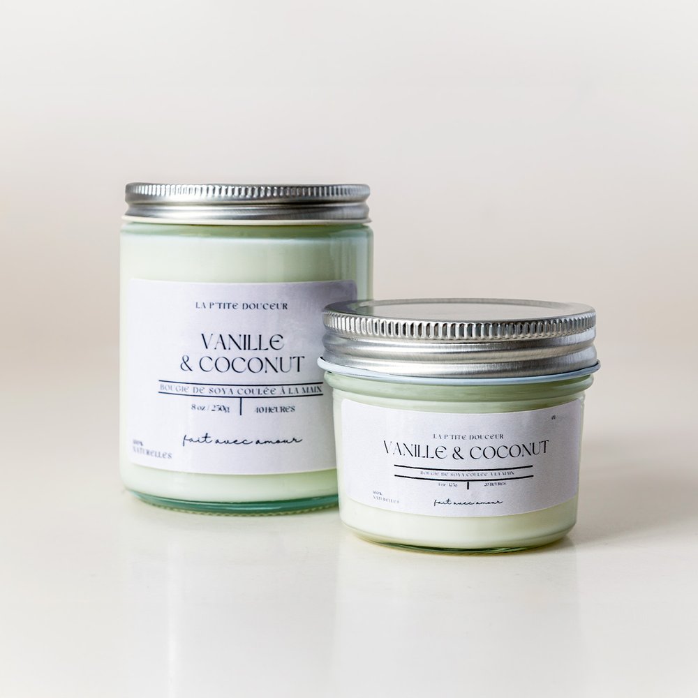Bougie - Vanille & Coconut - 8oz - La P'tite Douceur