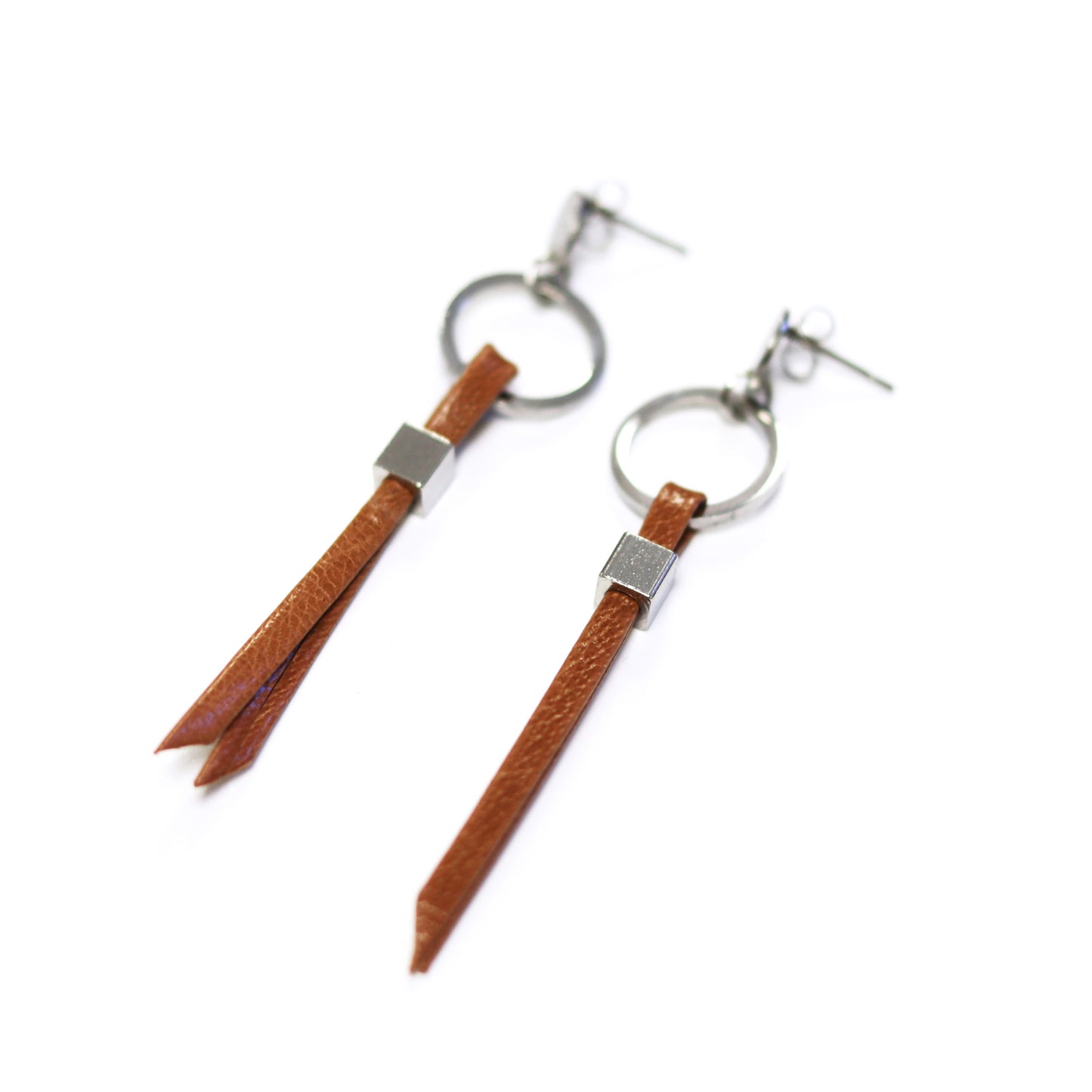 Boucles Lara avec cuir - Tan - Créart