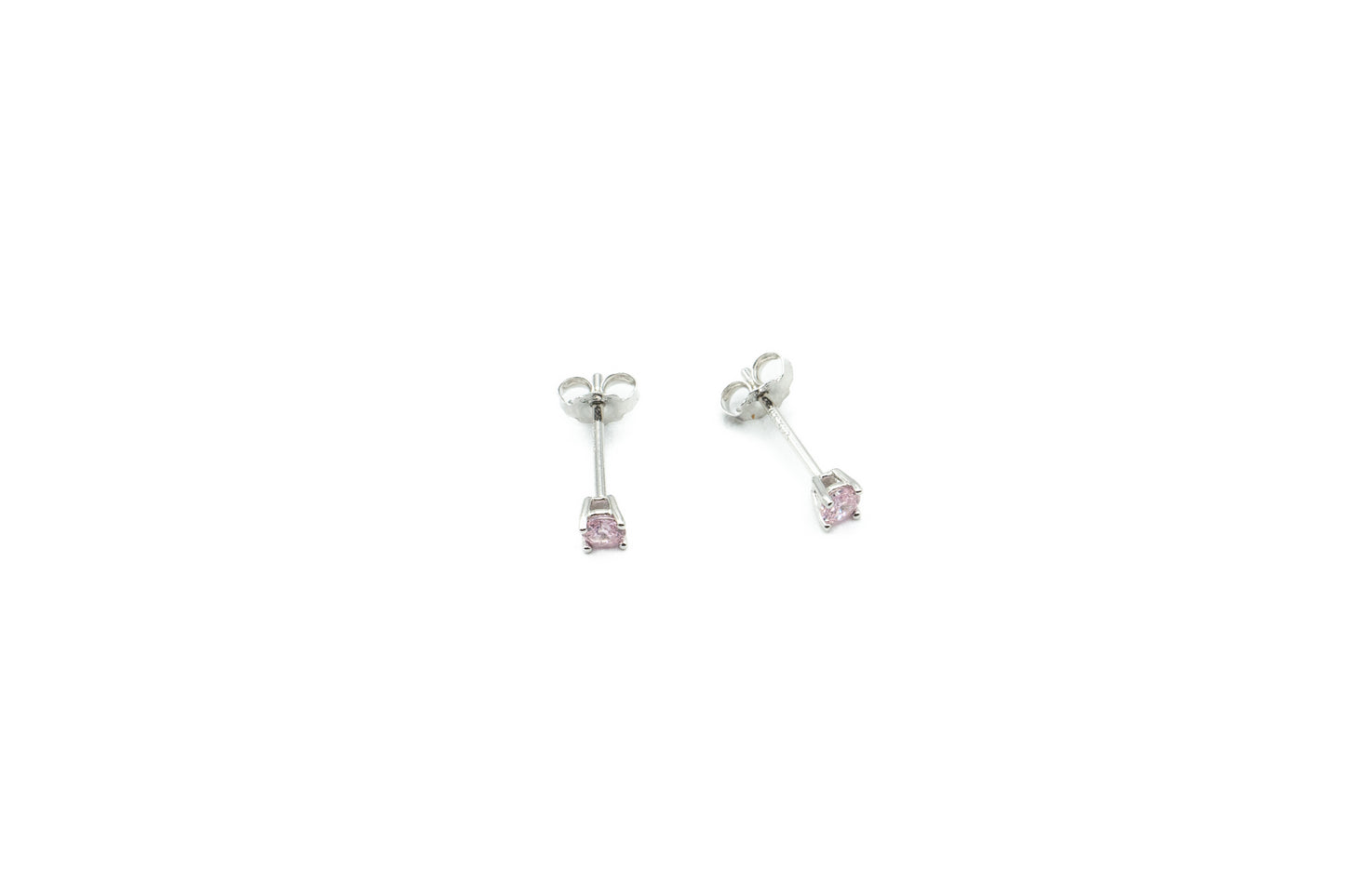 Earrings - Round 3mm - Pale Pink - Red Silver 9.25