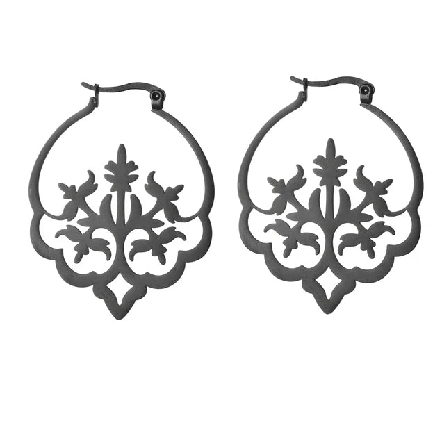 Boucles d'oreilles - Droit - Jardin - Noir - Création Fish