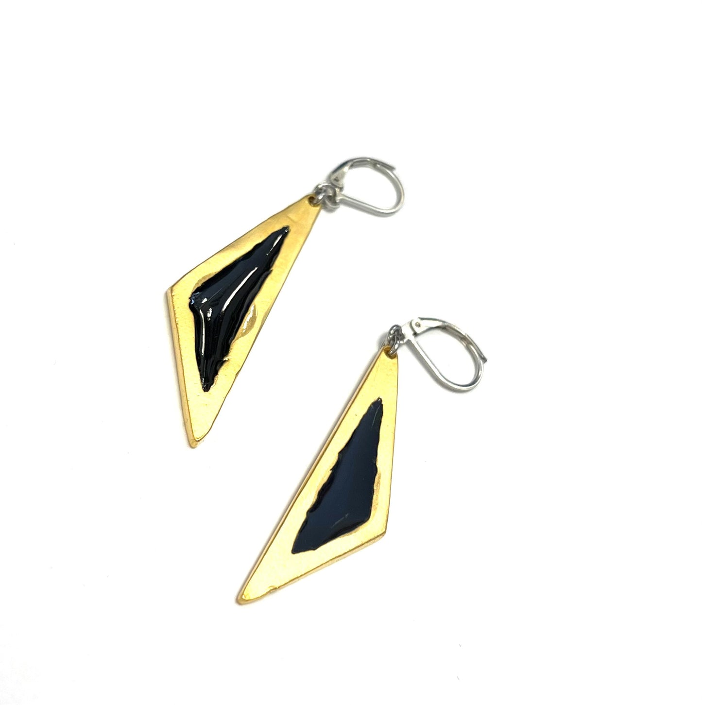 Suspendues à l'oreille Résine-noir et or- Rouge Bijoux