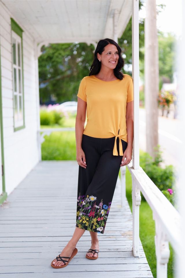 Gaucho 7/8 Amaretto - Noir et fleuri