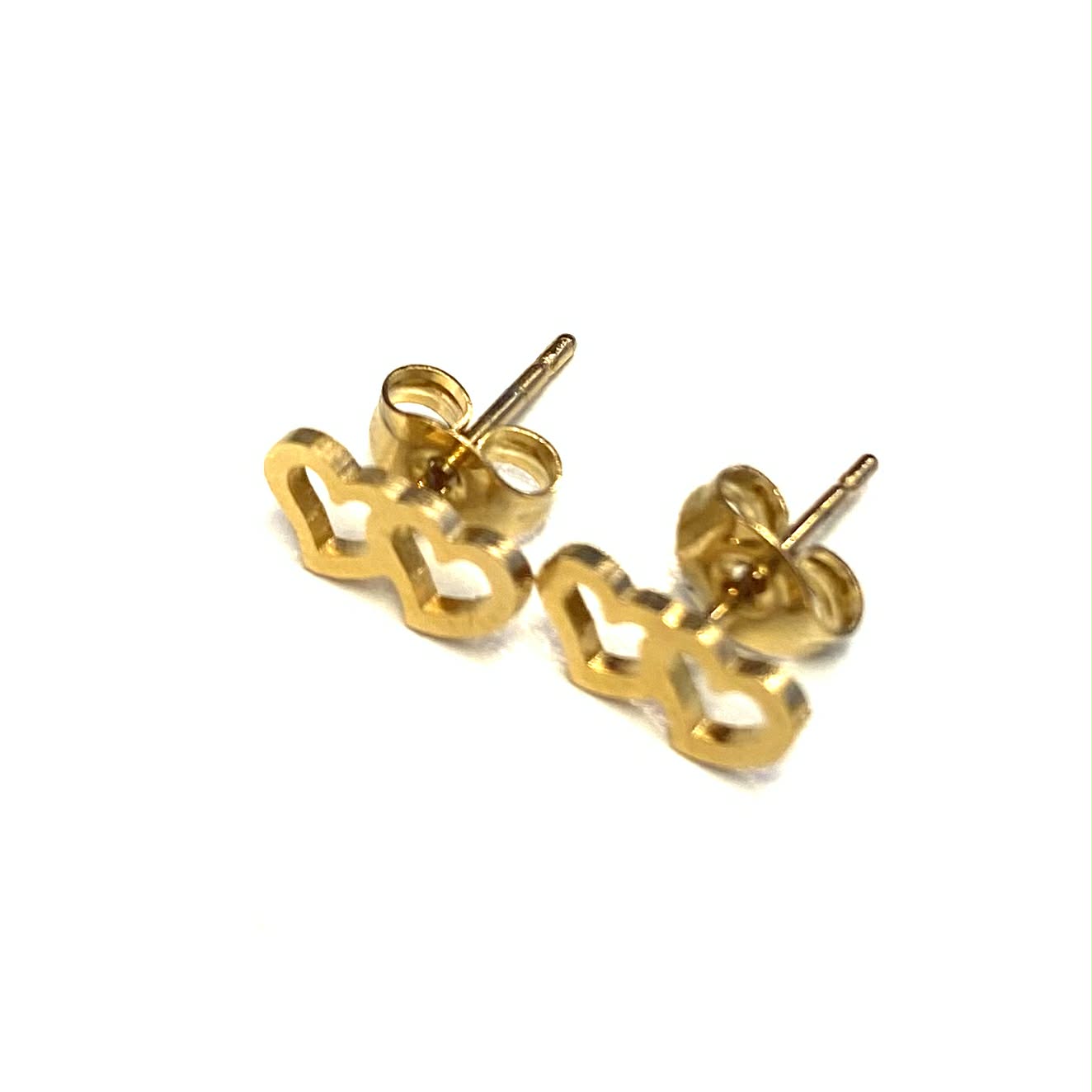 Boucles d'oreilles- Double coeurs - 2 variantes - Rouge Inox