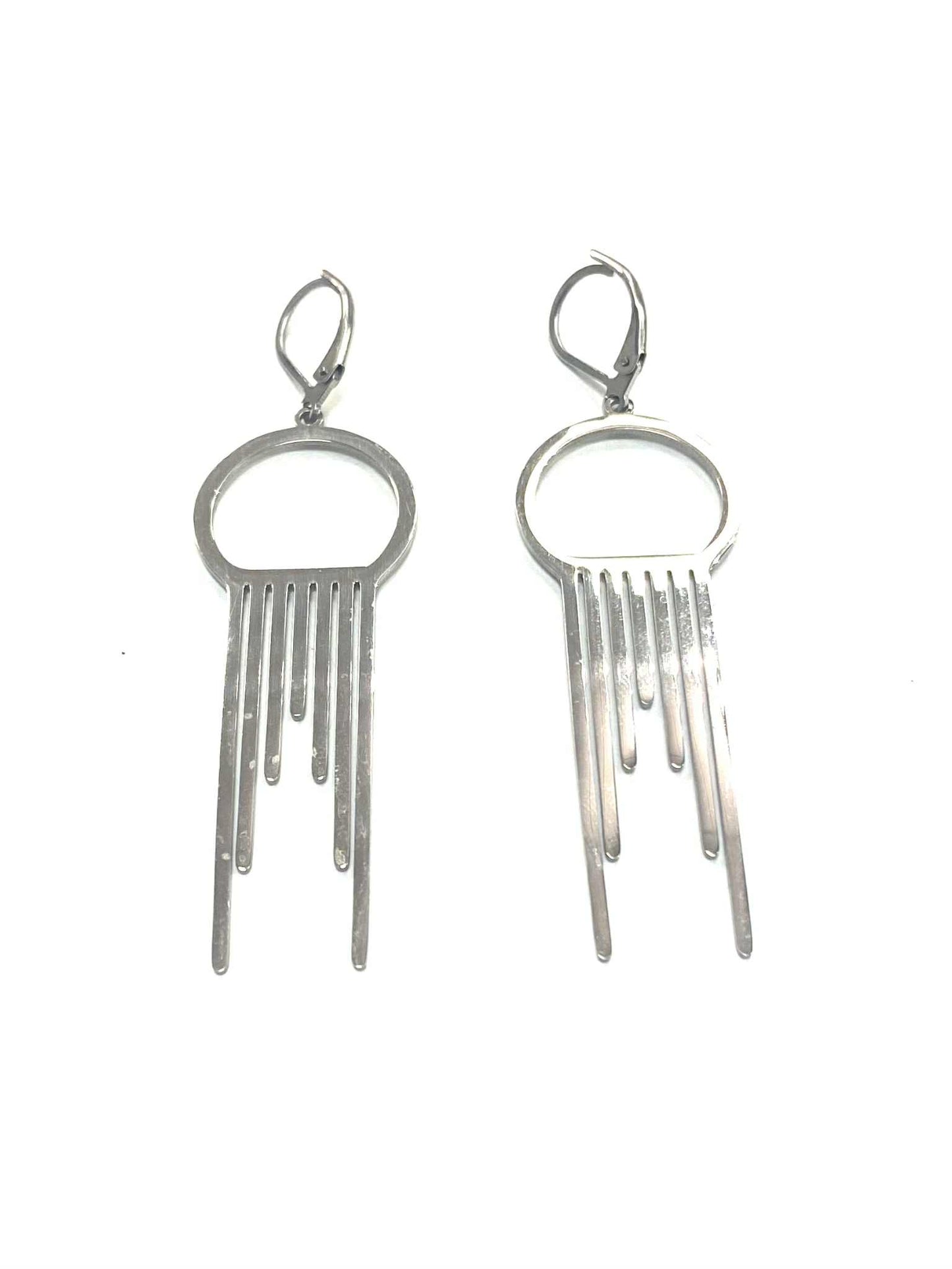 Boucle d'oreille pendante rond - Rouge inox