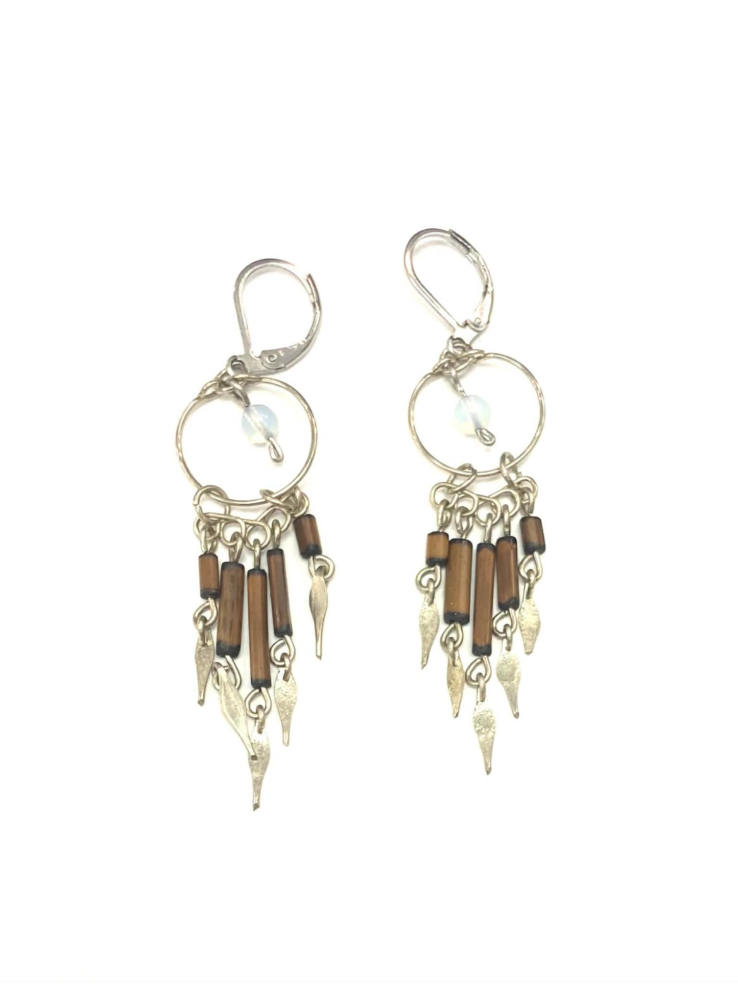 BO cercle - argent - Perle transparente - Rouge Aventure