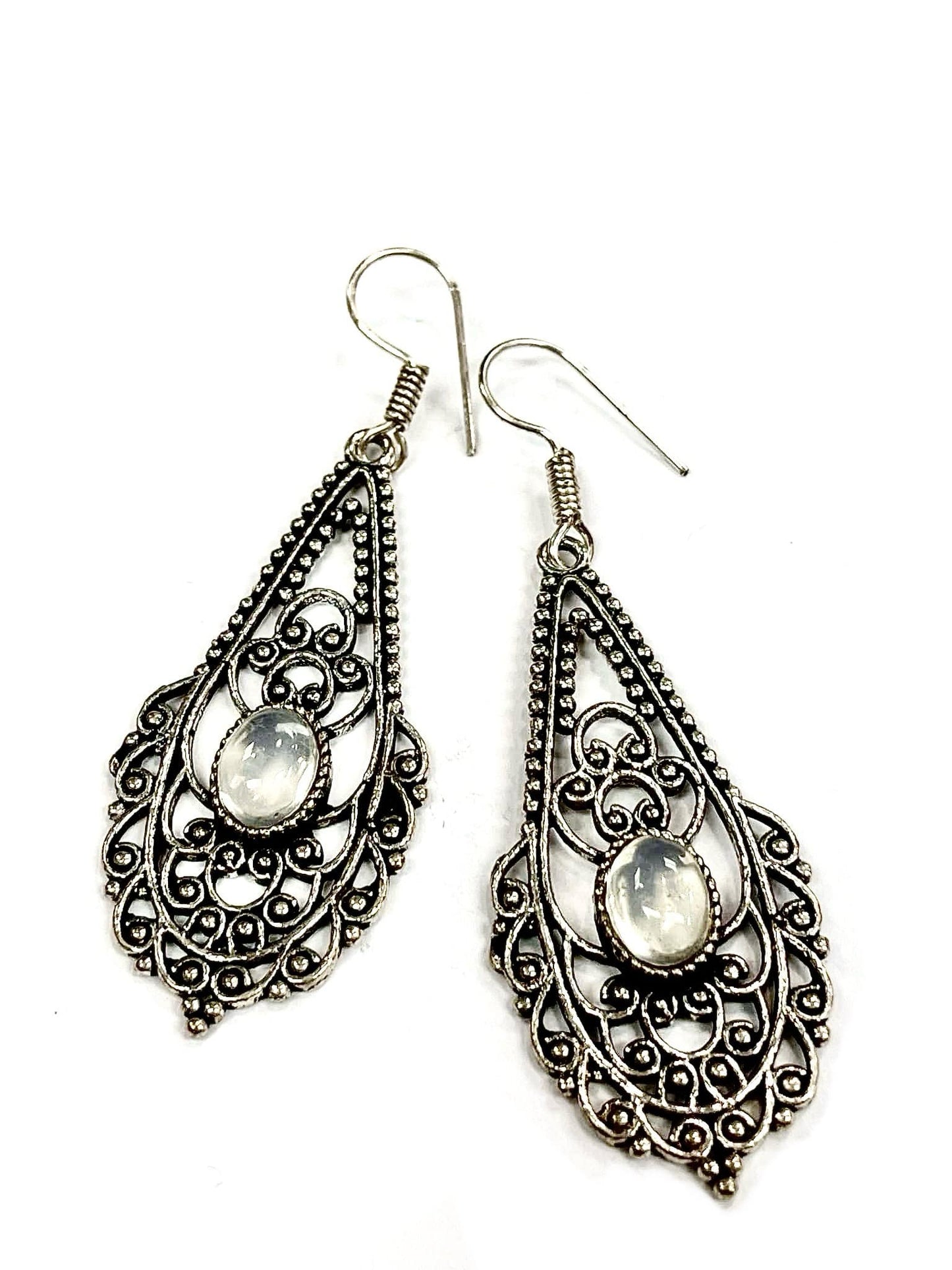 Boucles d'oreilles A4 - Blanc & Argent