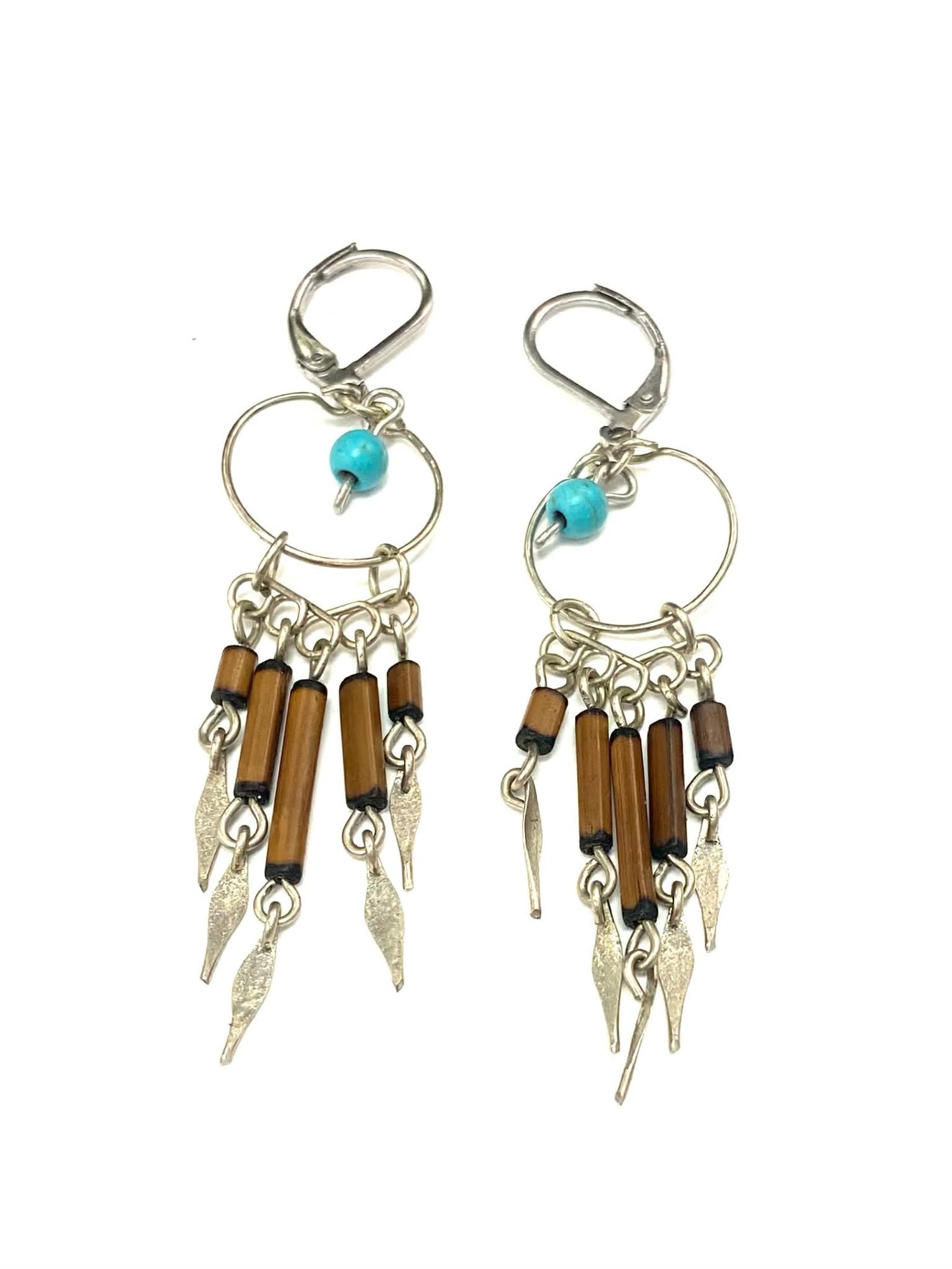 BO cercle - argent - Perle bleu turquoise - Rouge Aventure
