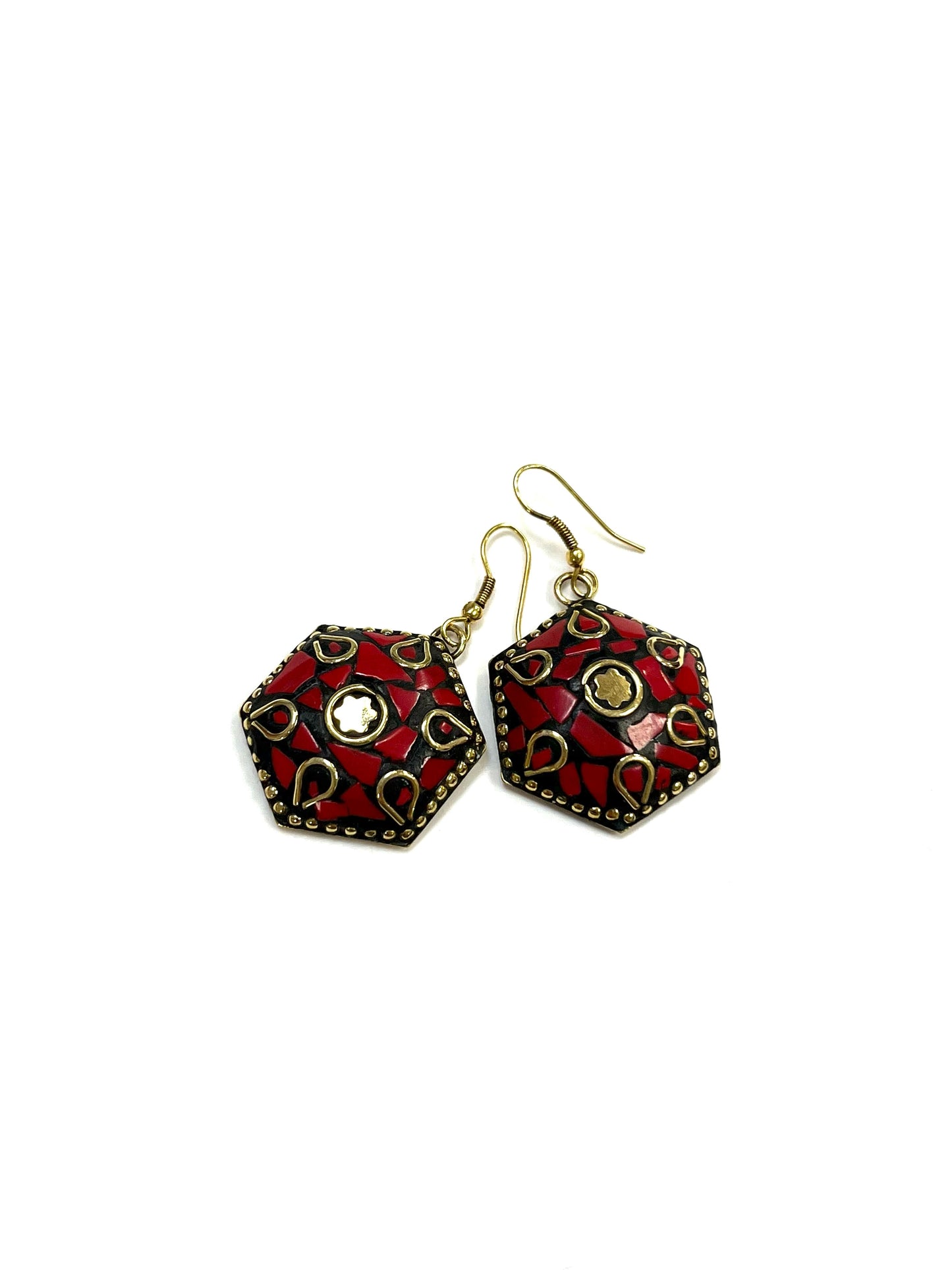 Boucles d'oreilles Saanp RI21 - Rouge - Or - Rouge Import