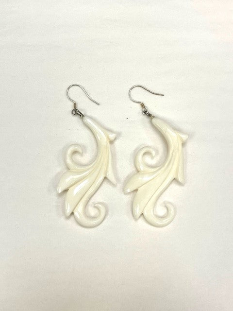 Boucles d'oreilles en os Maui RI29 - Rouge Import