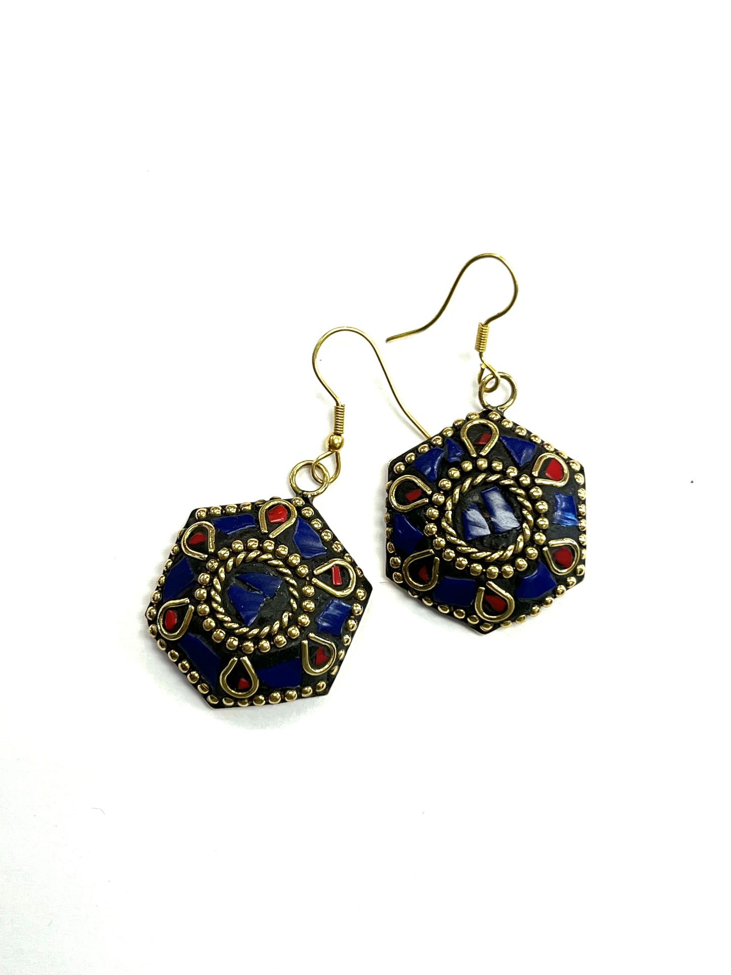 Copie de Boucles d'oreilles Saanp RI24 - Bleu et rouge - Or - Rouge Import