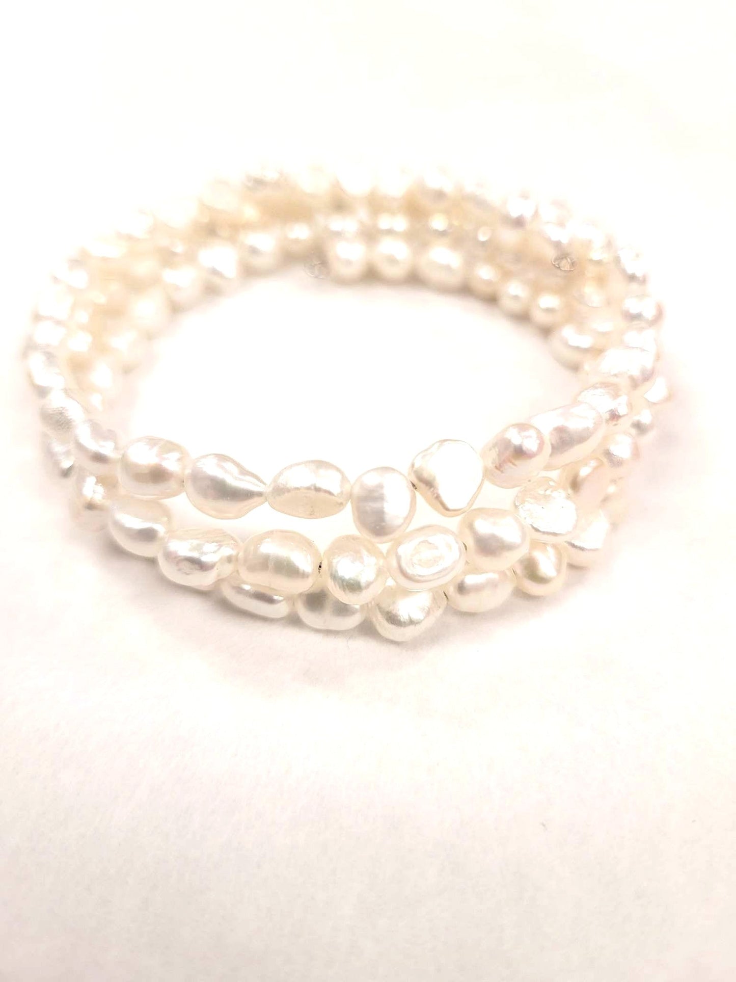 Bracelet de perles 3 tours - Blanc- Rouge Inox