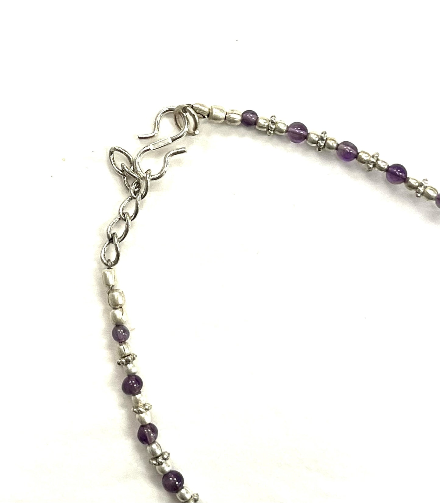 Bracelet de cheville RI34 - Feuille d'argent améthyste - Rouge Import