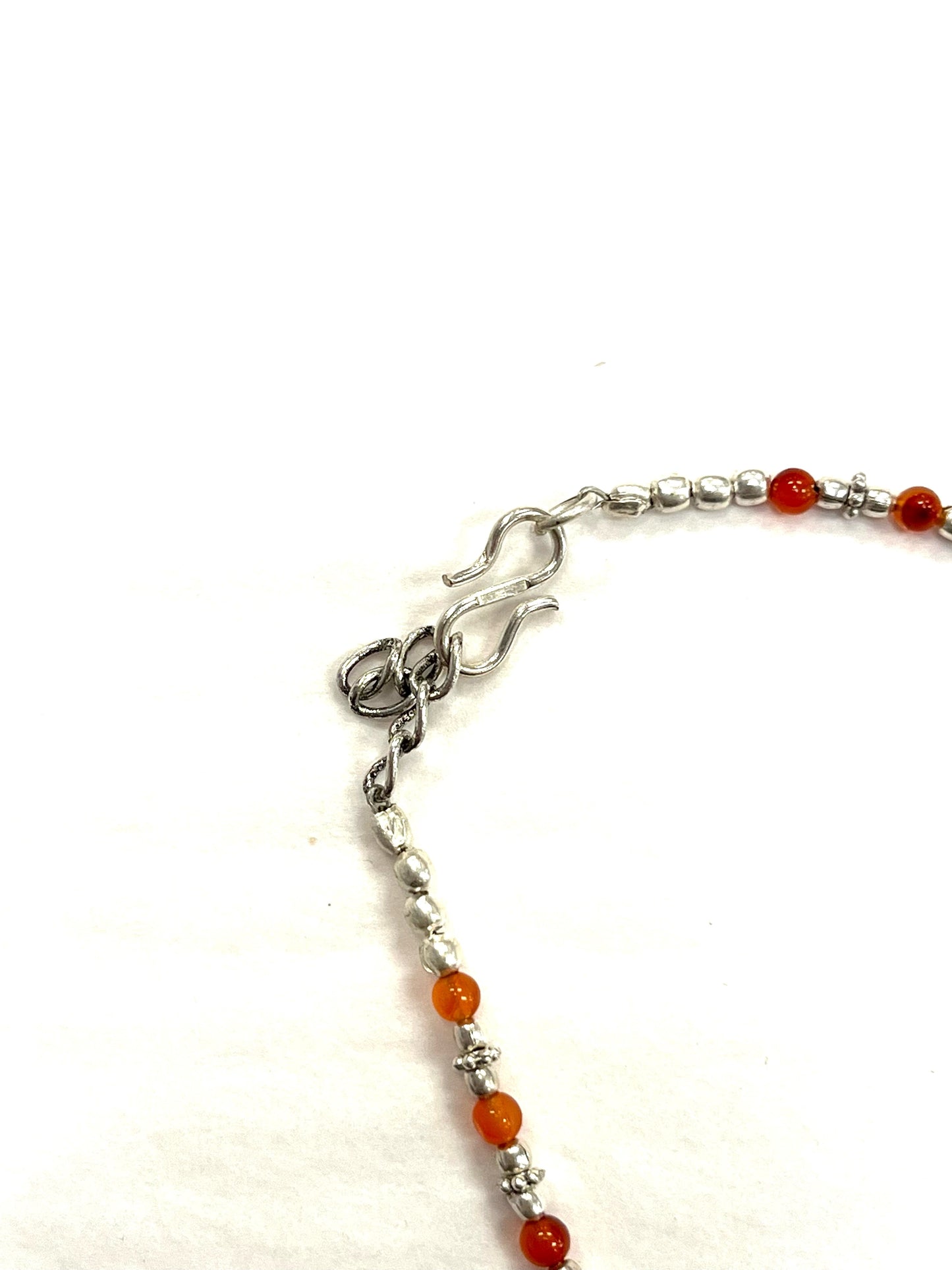 Copie de Bracelet de cheville RI35 - Feuille d'argent cornaline - Rouge Import