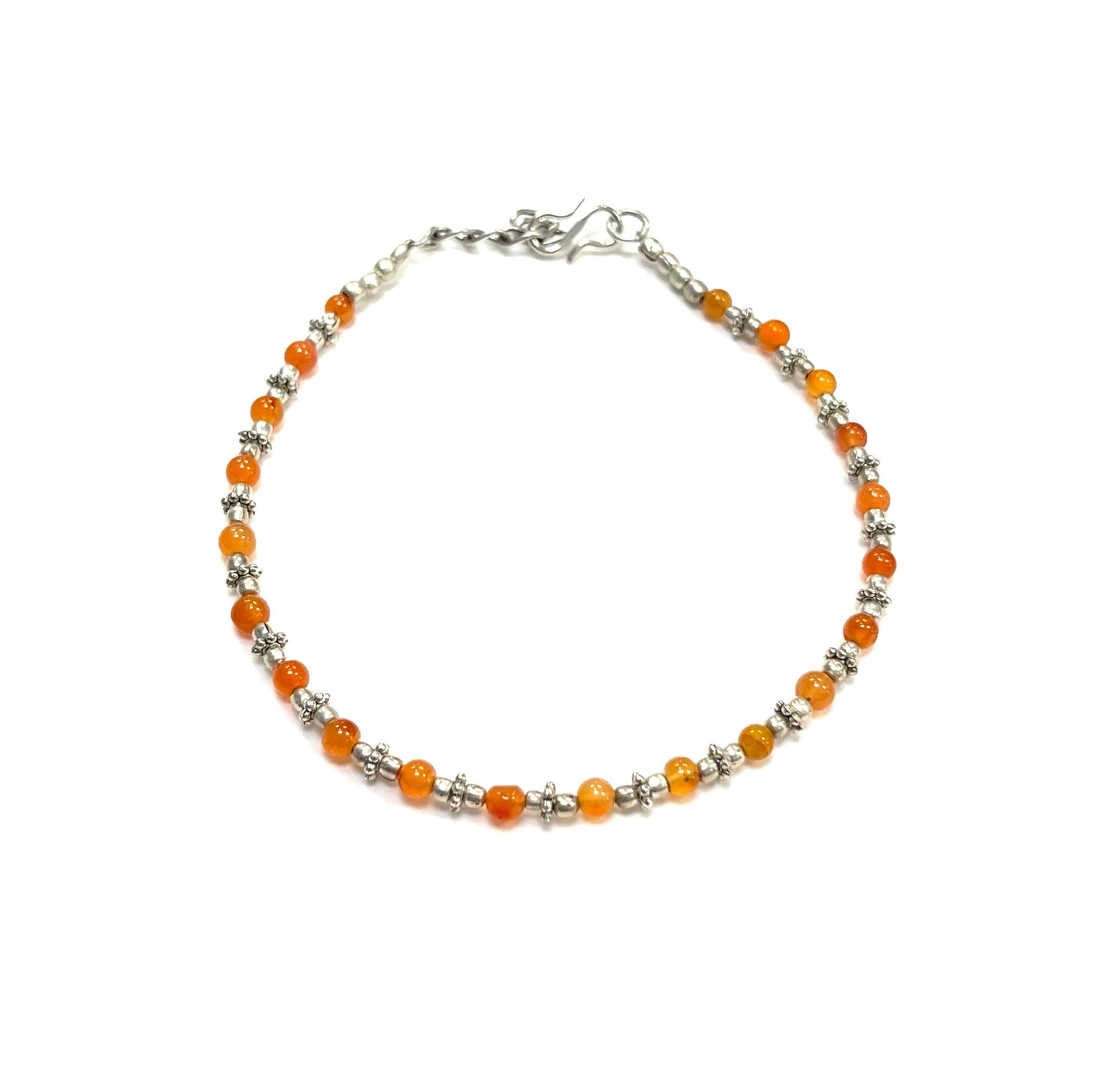 Bracelet de cheville RI40 - Argent et cornaline - Rouge Import