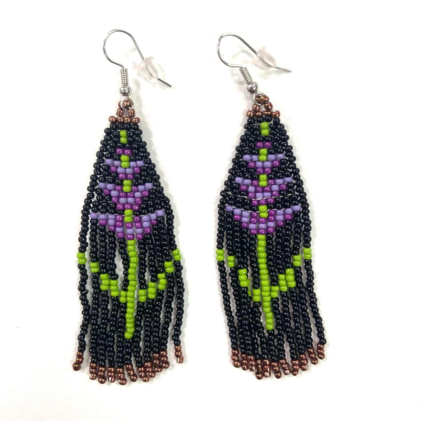 Boucles d'oreilles - Perlage - Lavande - Rouge Inox