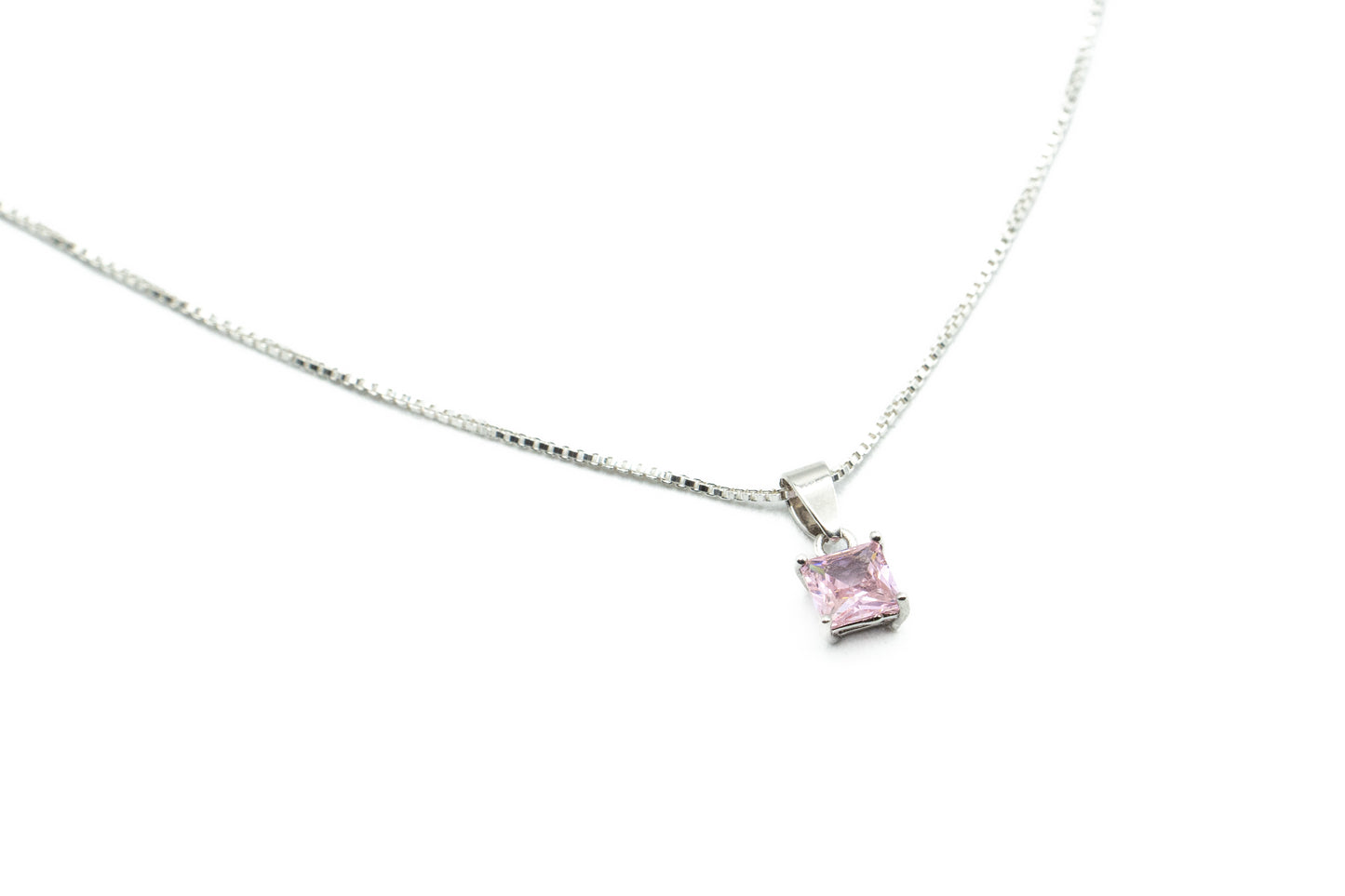 Collier - Carré 5mm - Rose - Rouge Argent 9.25