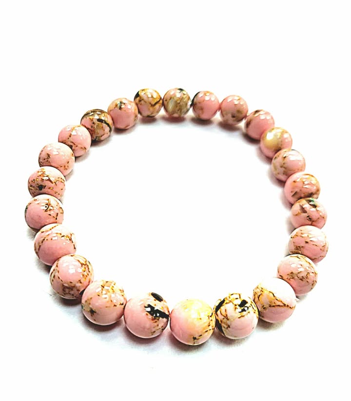 Bracelet -coquillage - conque - rose avec ligne or - Rouge Bijoux