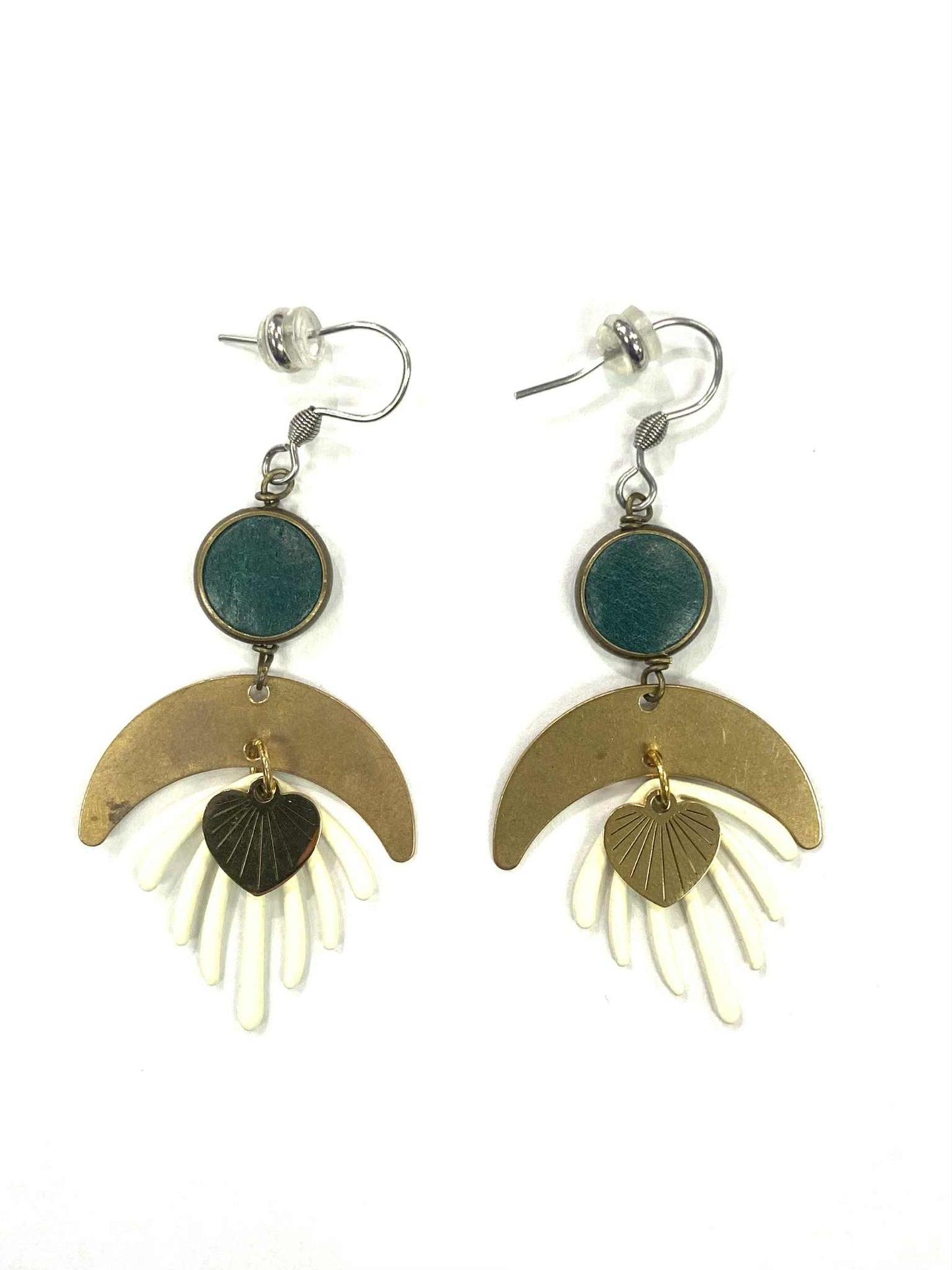 Earrings - Shell - Gold - Red Stainless Steel