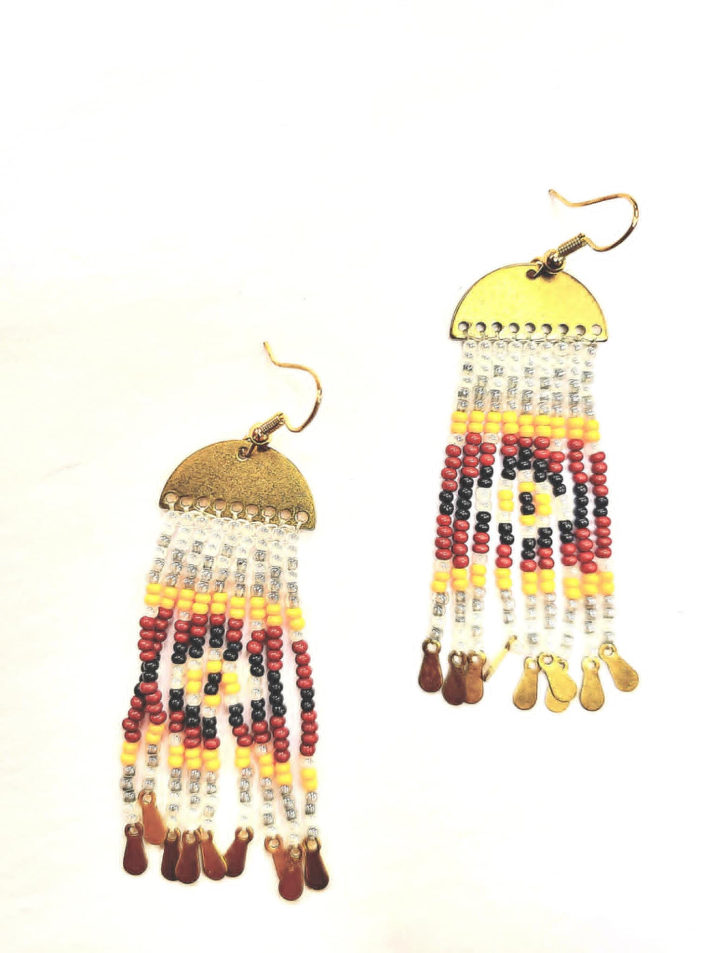 Boucle d'oreille pendante billes - rouge inox