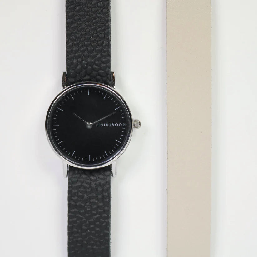Duos de montres - Noir texturé - Beige lustré