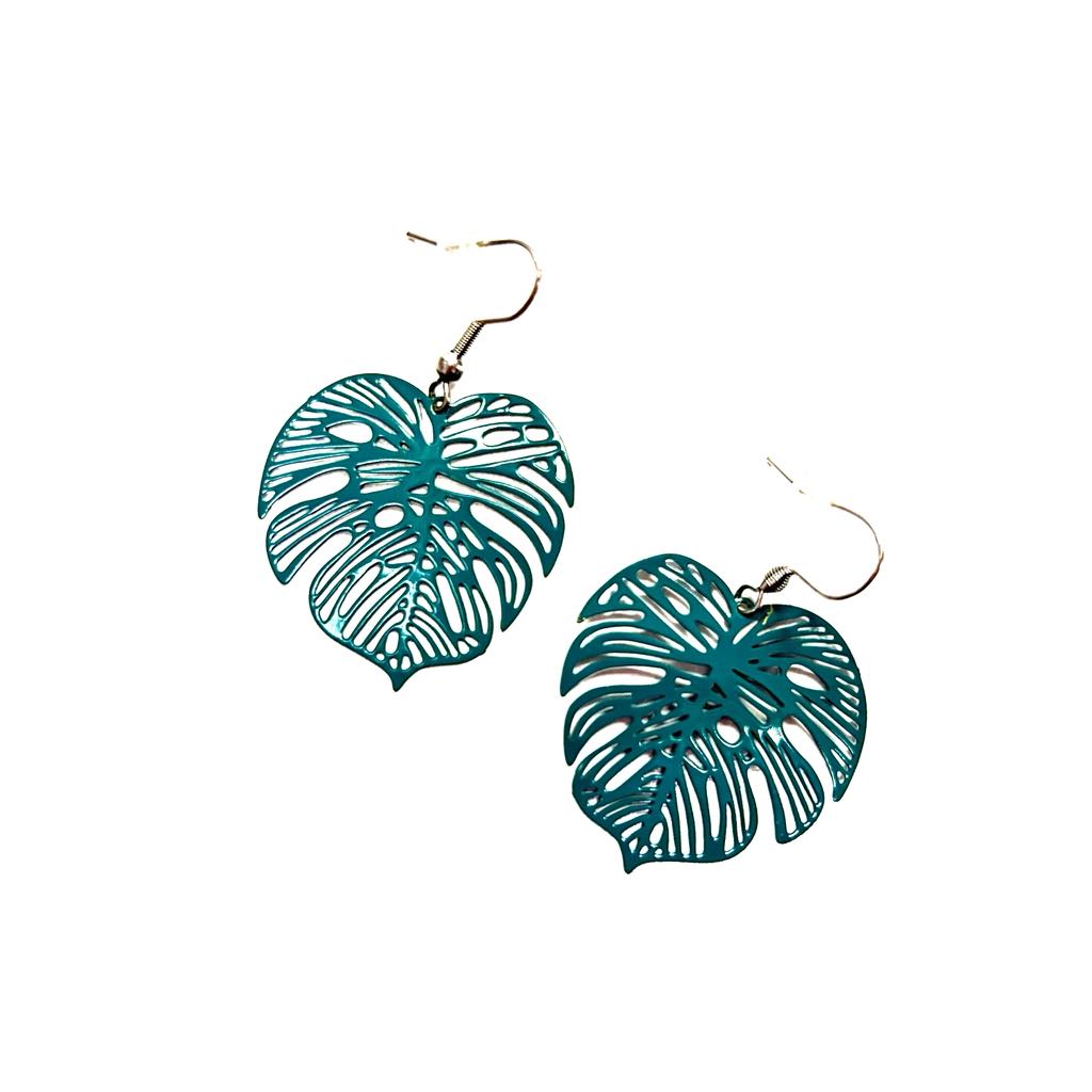 Boucles d'oreilles- Fili monstera-Création Fish