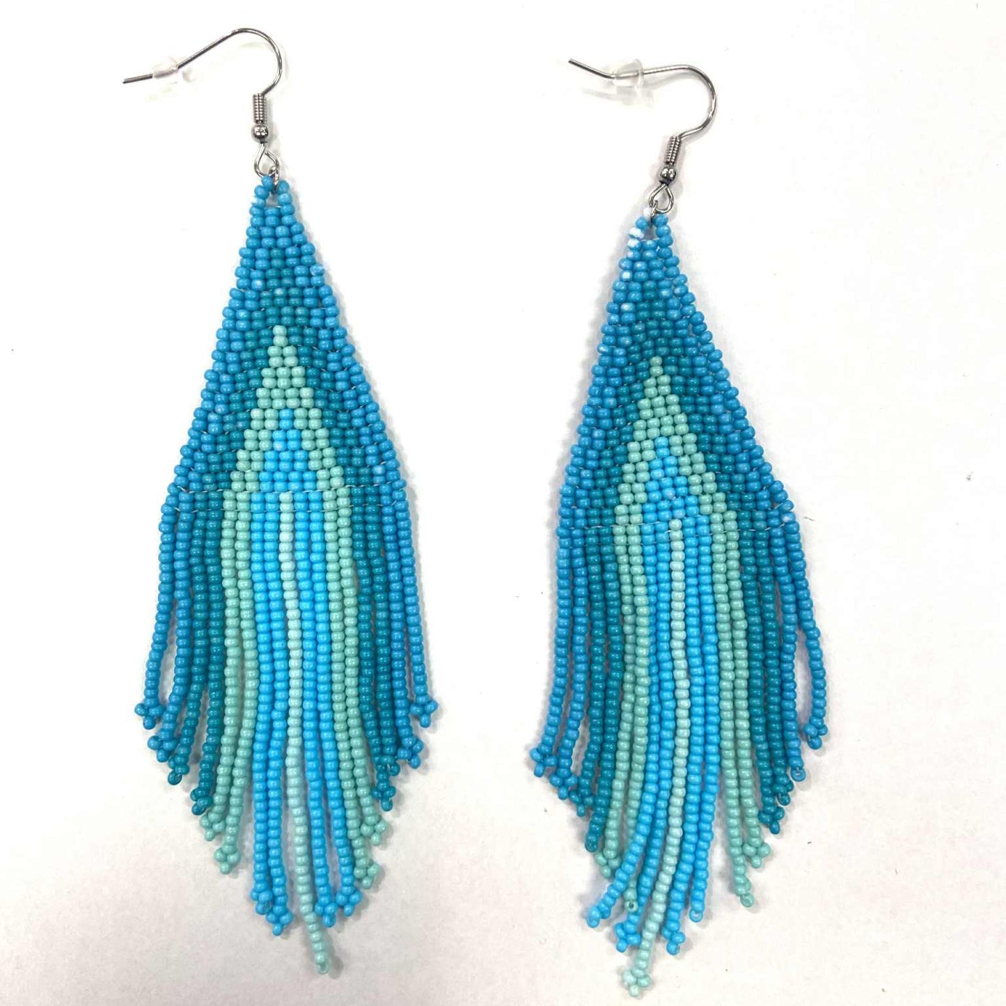 Boucles d'oreilles - Perlage - Franges multiples - 8 couleurs offertes - Rouge Inox