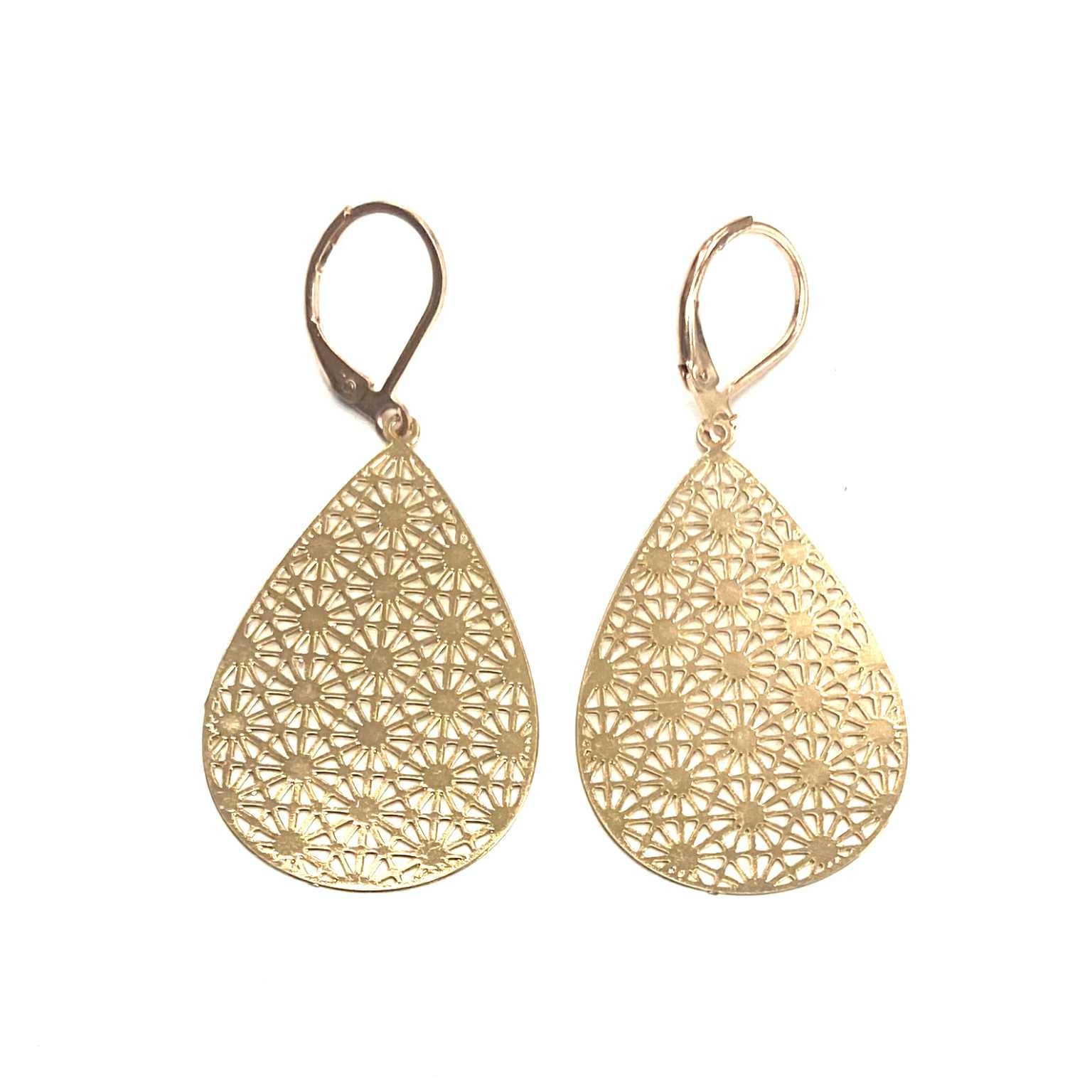 Boucles D'oreilles Goutte Vertes - Fait Main, Style Bohème - Fermoir Papillon, Métal Mixte - Neuf Avec étiquettes