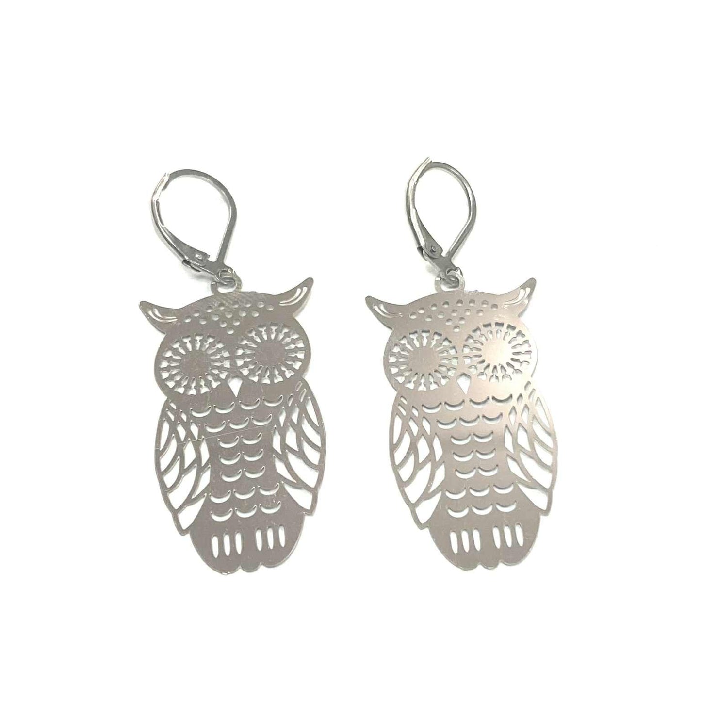 Boucles d'oreilles - Hibou - Rouge Inox