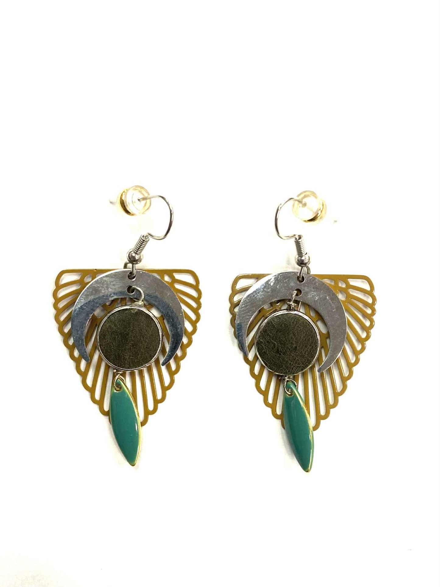 Boucle d'oreille - du Nord - Ailes - Vert - Or - Création Fish