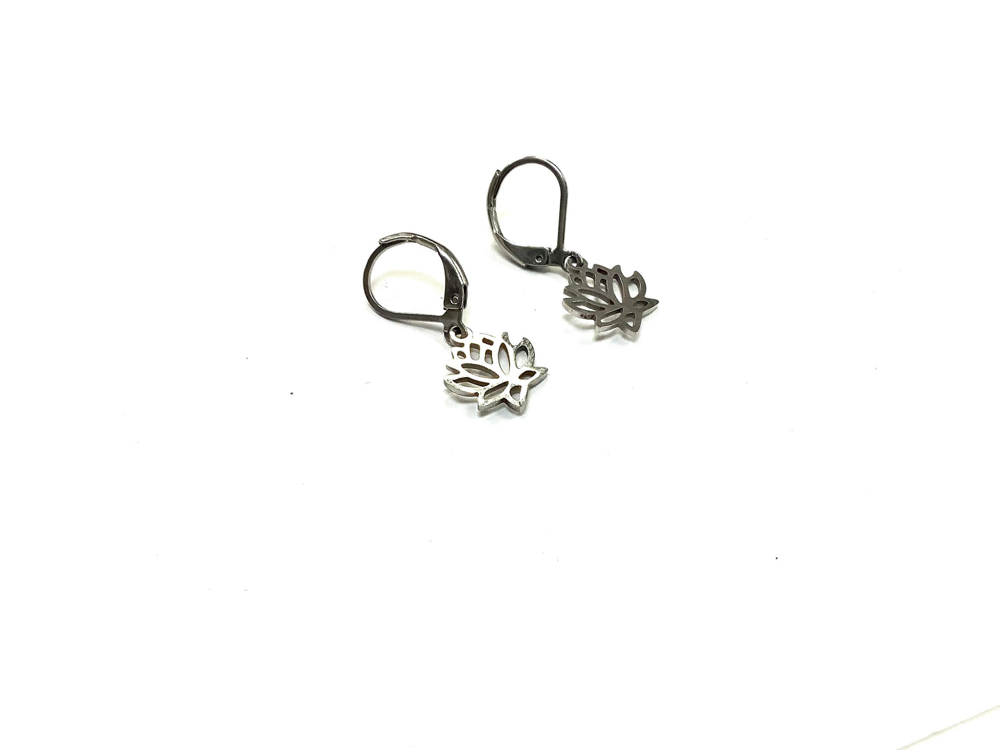 Boucles d'oreilles Lotus - Argent - Rouge Inox