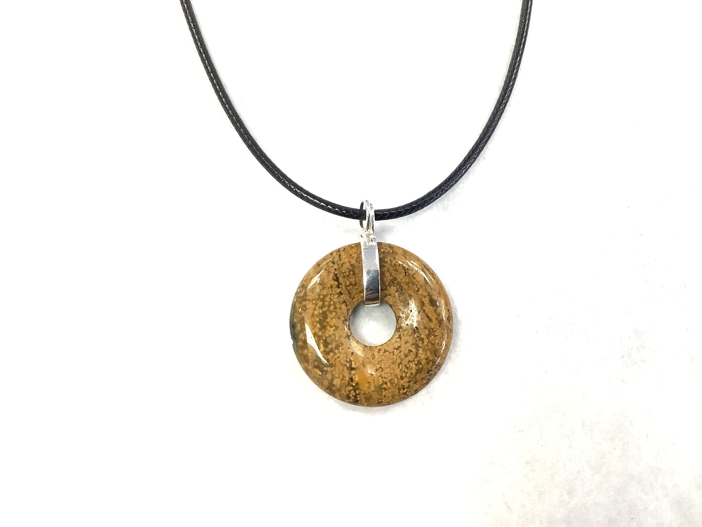 Collier en jaspe - Sable - Rouge Argent 925