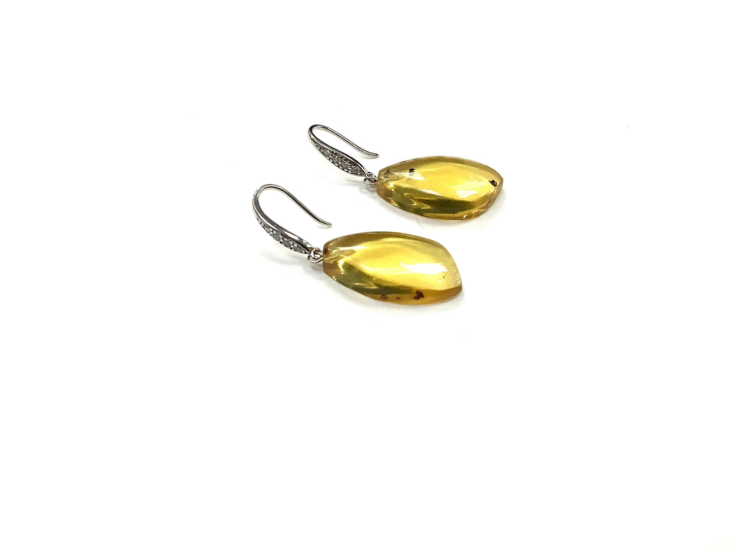 Drop Earrings - Amber - Red 925 Silver