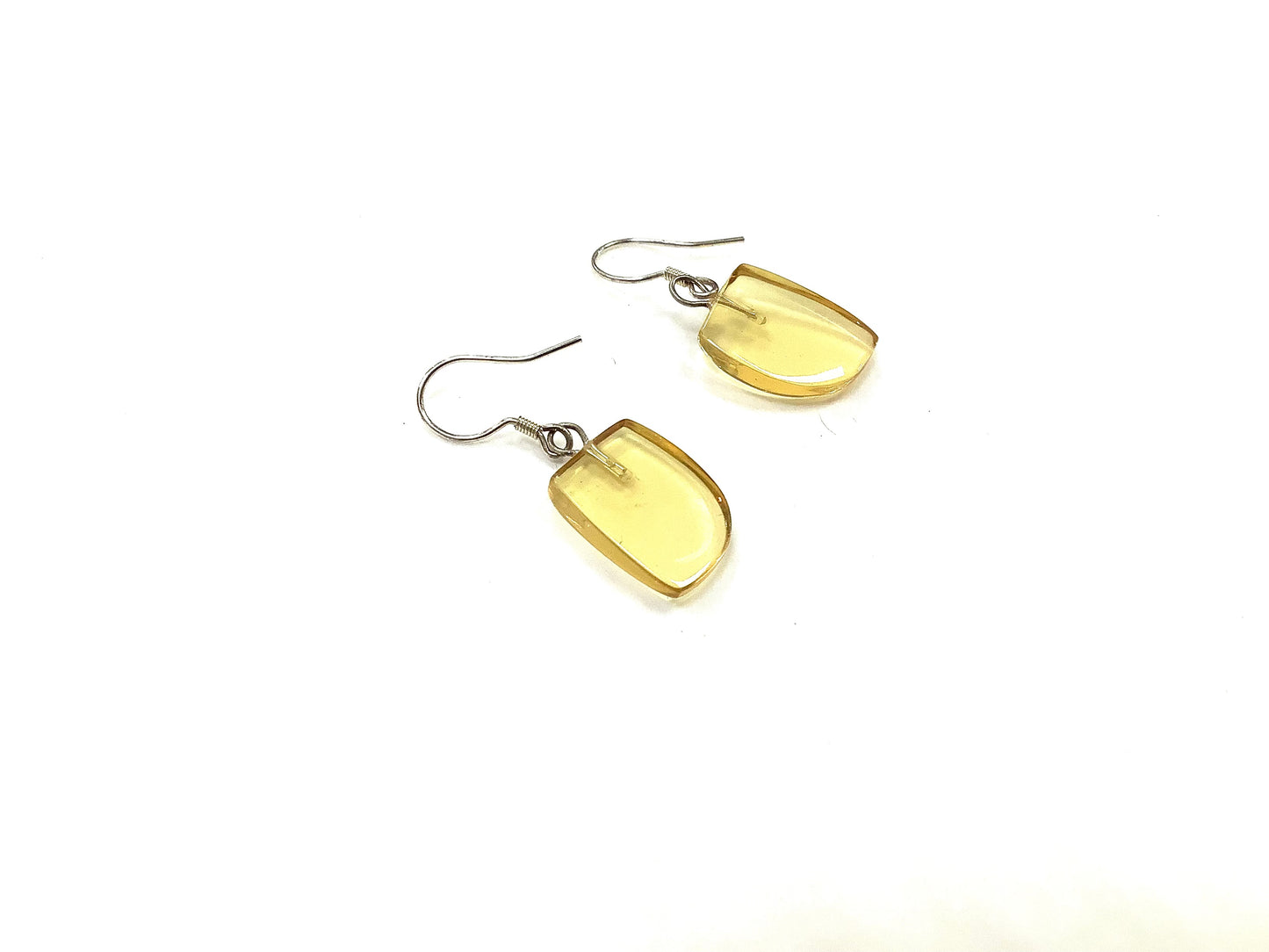 Square Earrings - Amber - Red 925 Silver