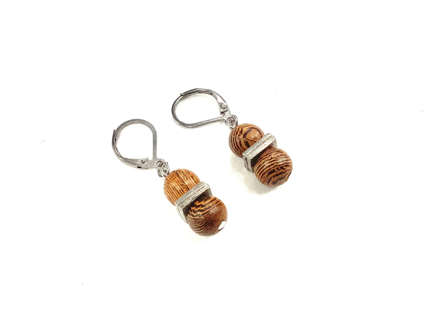 Boucles d'oreilles Forêt - Bois ligné - MJ Bijoux