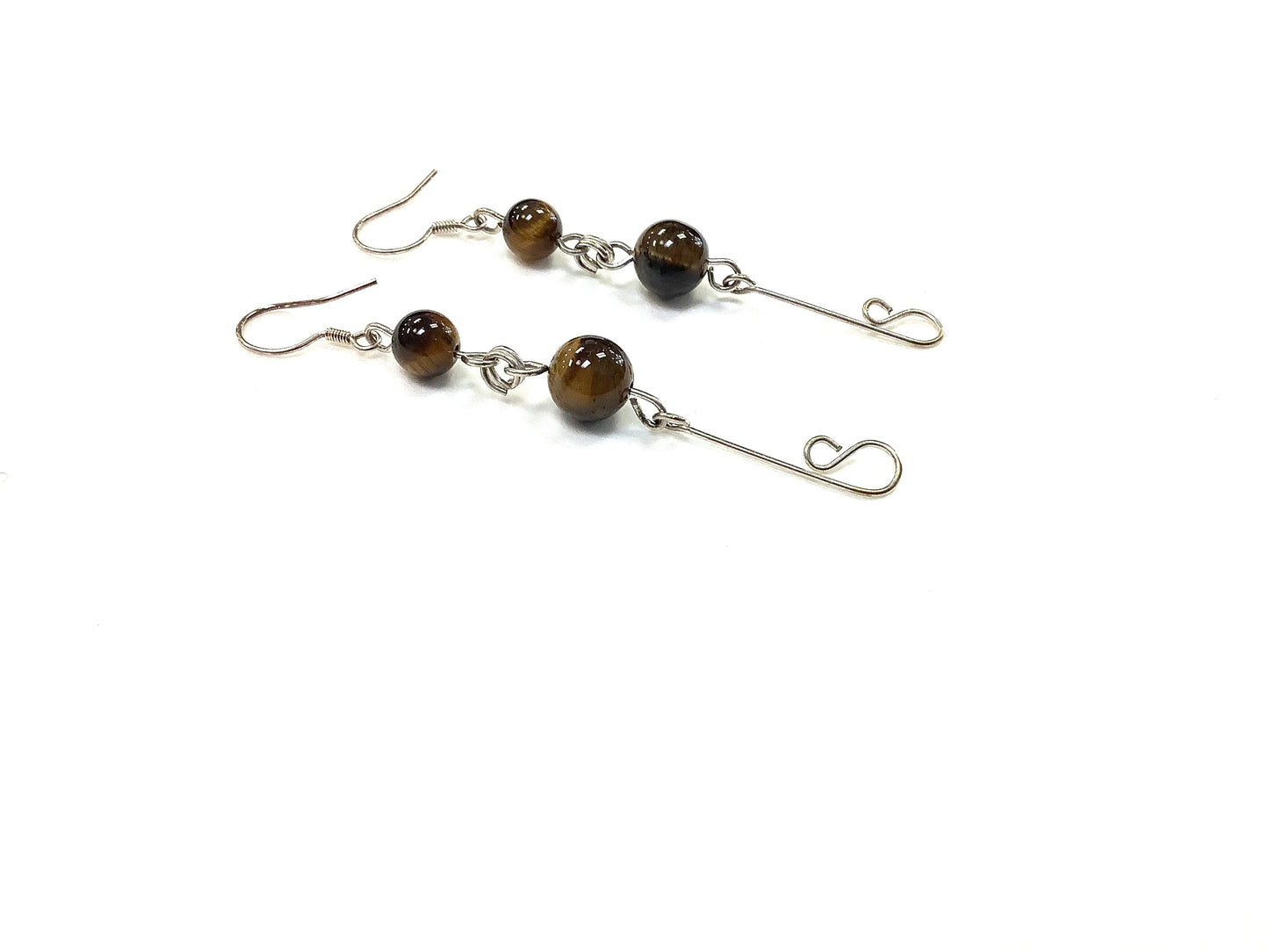 Sentier Earrings - Tiger's Eye - Red 925 Silver