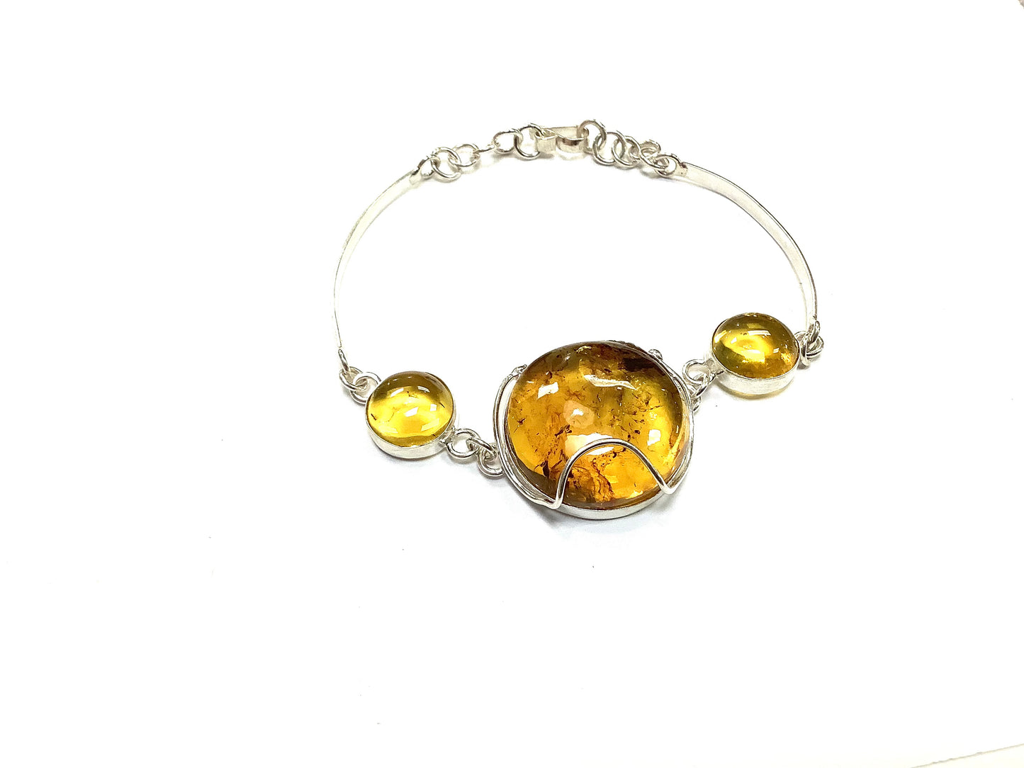 Bracelet Miel - Ambre - Rouge Argent 925