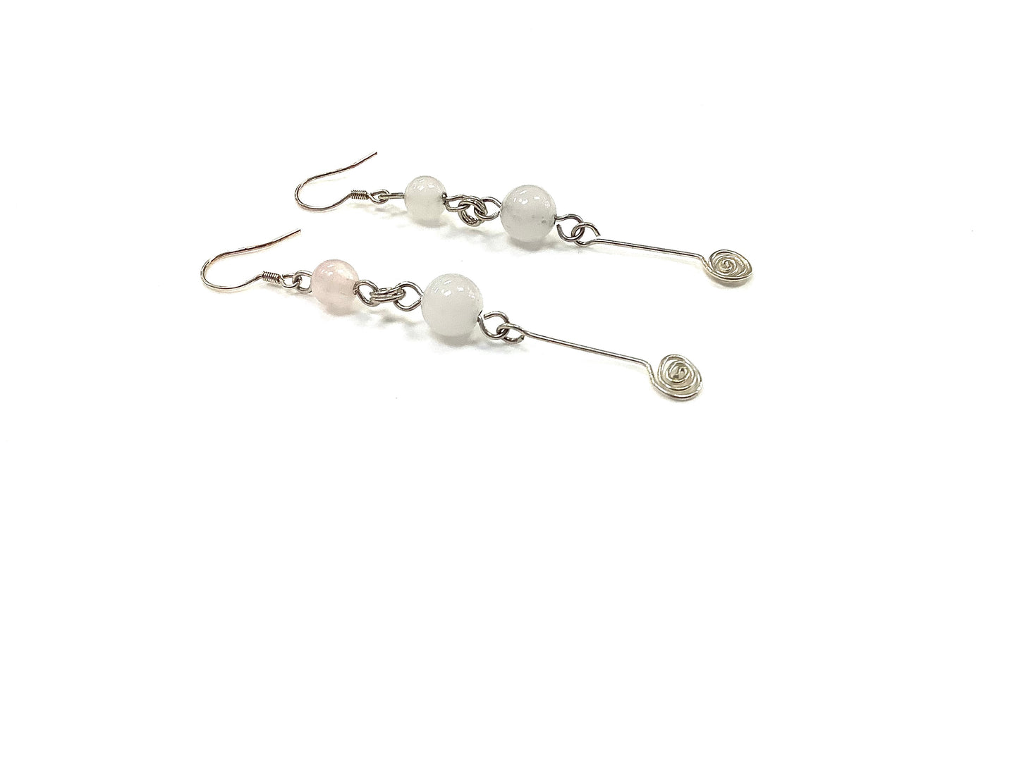 Boucles d'oreilles Spirale - Quartz - Rouge Argent 925