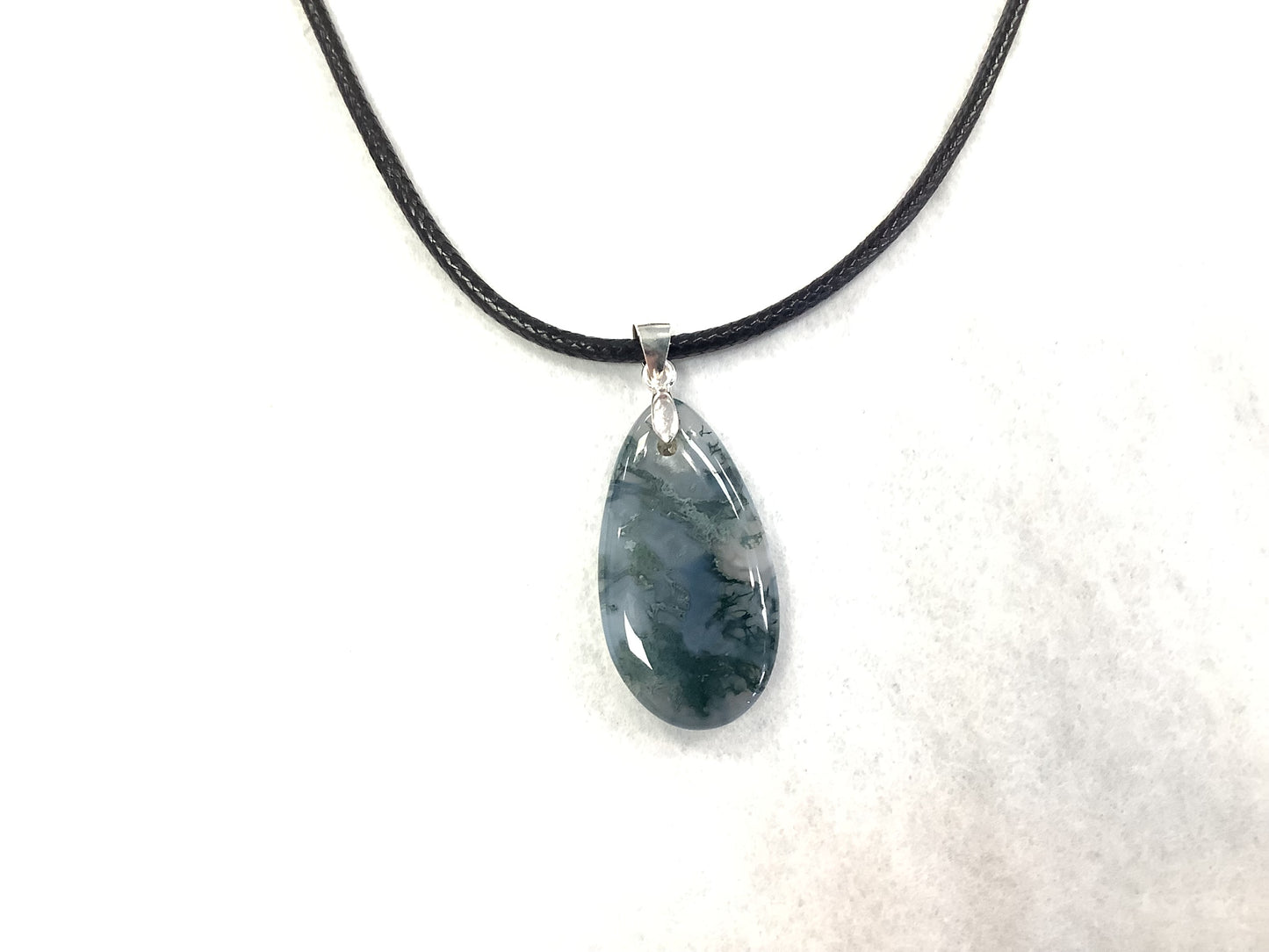 Collier en jaspe - Pierre verte - Rouge Argent 925