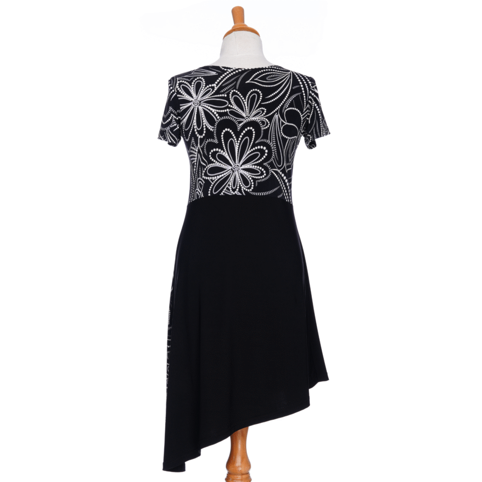 Robe Kir royal Floral noir et blanc - Rien ne se perd