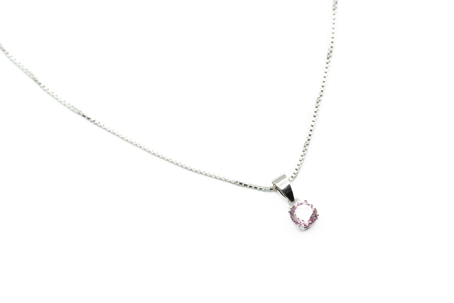 Necklace - Pale Pink - Silver - Red Silver 9.25