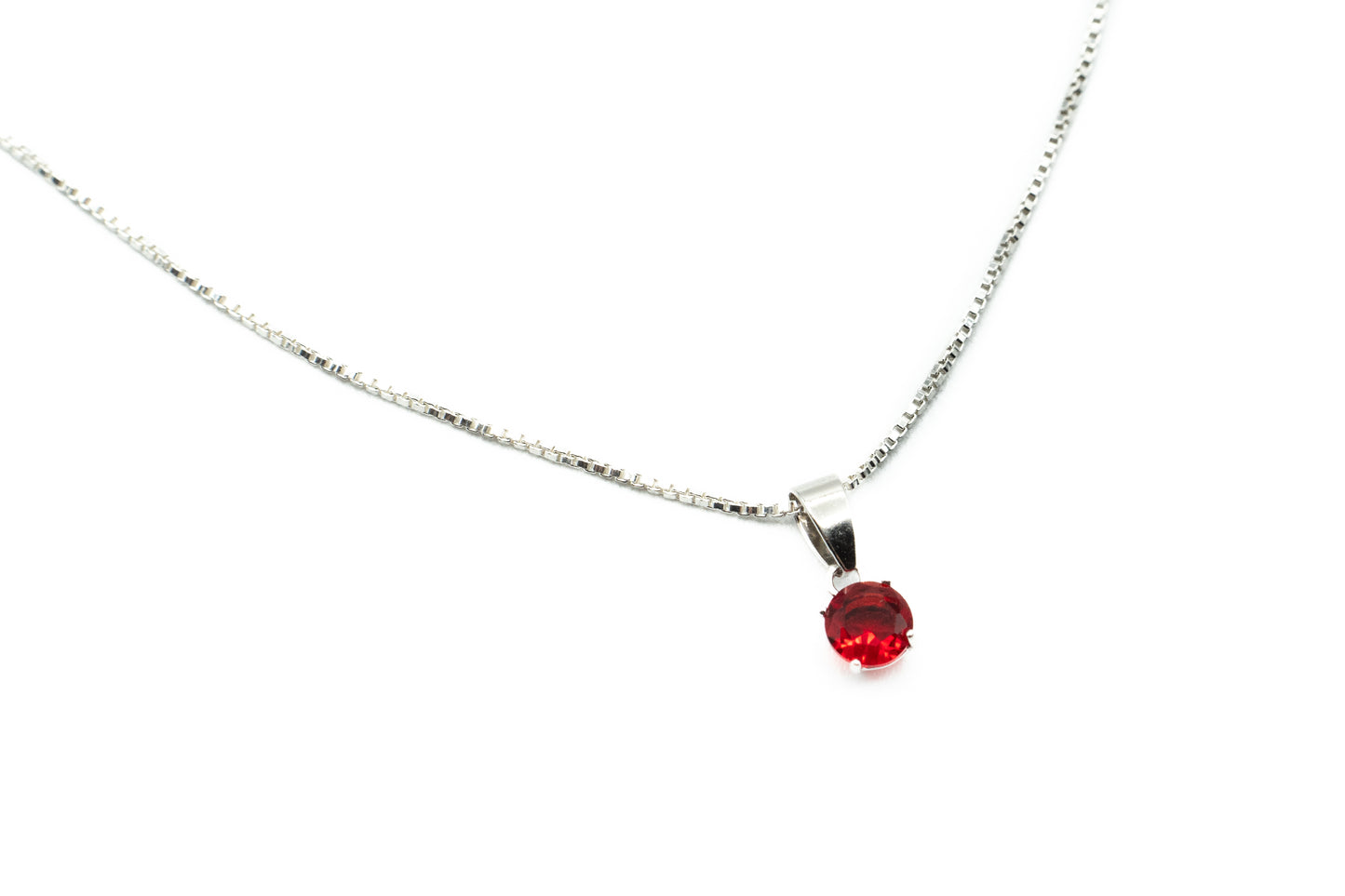 Necklace - Red - Silver - Red Silver 9.25