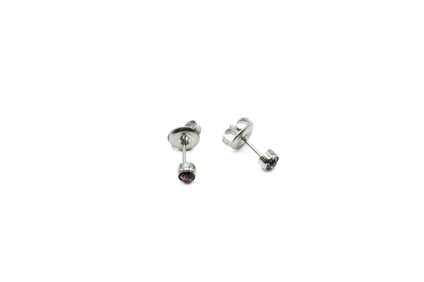 Earrings - Mauve - Silver - Red Stainless Steel