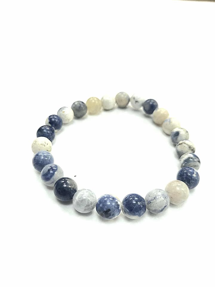 Bracelet - Sodalite - bleu - blanc- Rouge Bijoux