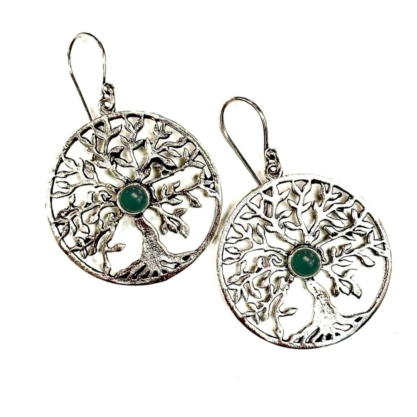 C22 Earrings - Green & Silver