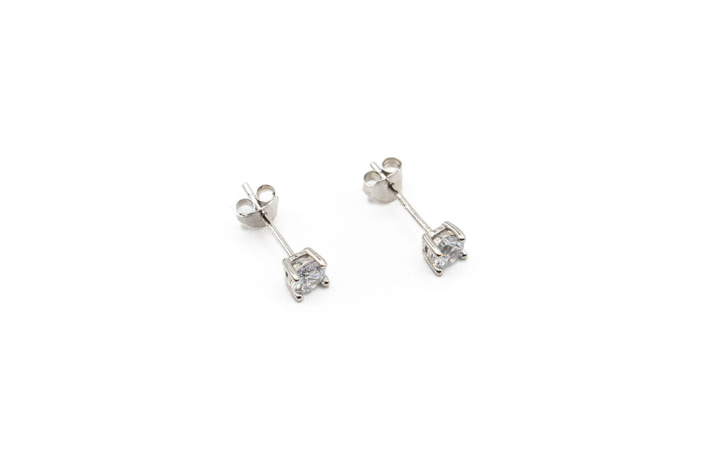 Boucles d''oreilles - Zircon 4mm - Rouge Argent 9.25