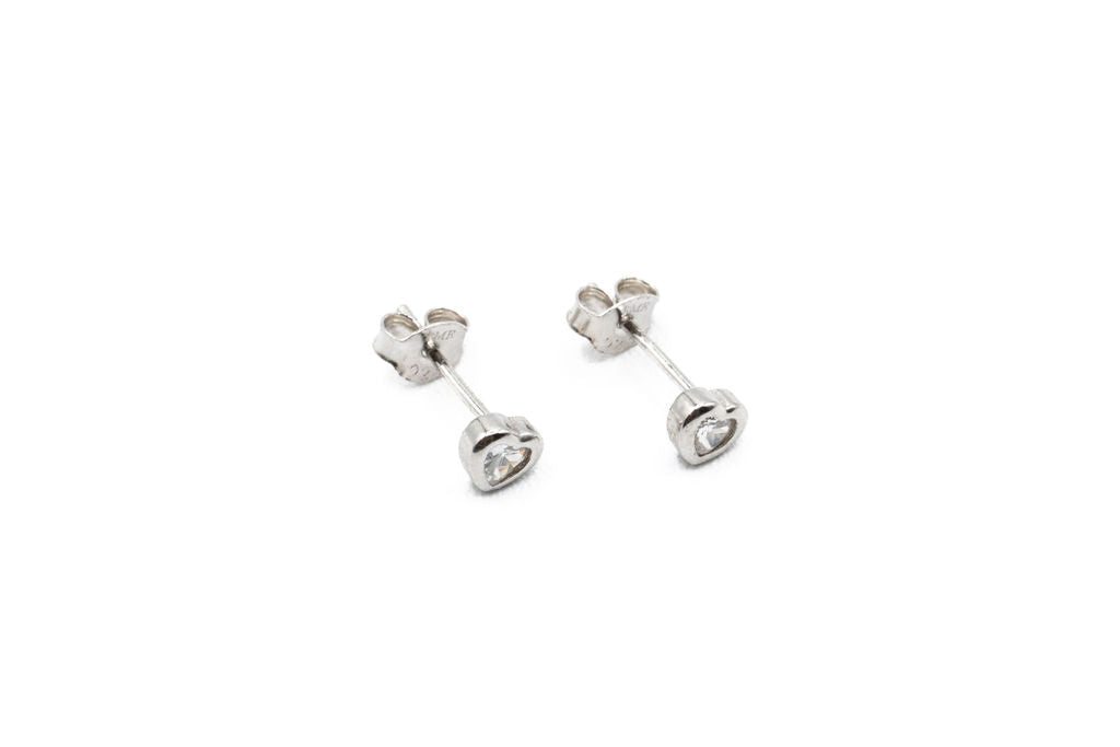 Boucles d''oreilles - petit coeur - Transparent - Rouge Argent 9.25