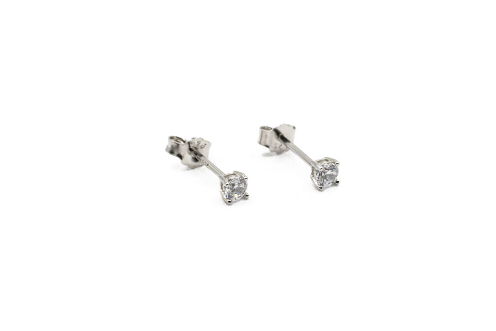 Boucles d''oreilles - Zircon 3mm - Rouge Argent 9.25